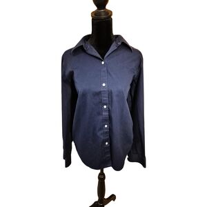 Lauren Ralph Lauren Navy Blue Button-Down Shirt | Women’s Medium | Classic Fit